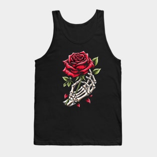 Skeleton Hand Rose Graphic - Gothic Love & Romance Tank Top